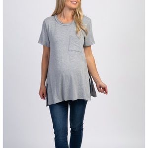 Pinkblush maternity gray pocket slit side top